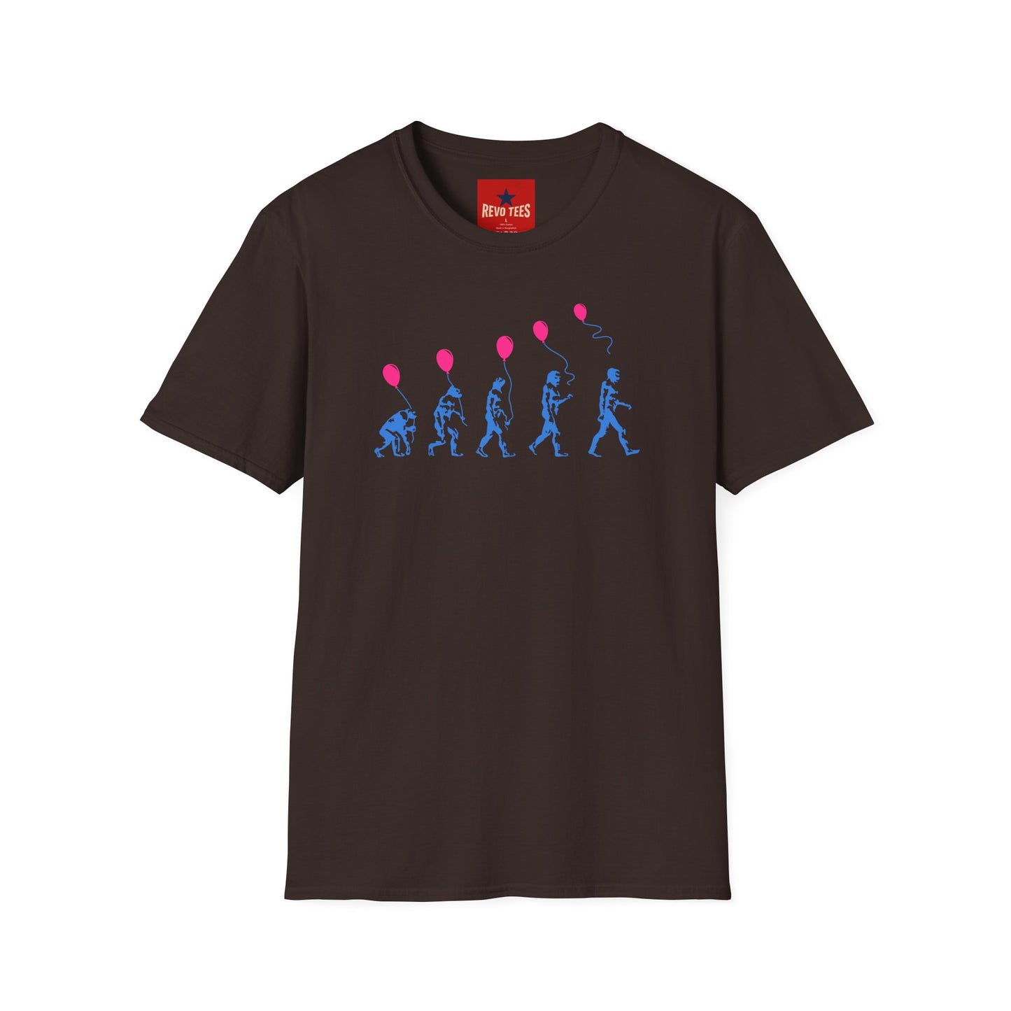 Evolution of Man Holding Balloon T-Shirt — Funny Retro Evolution Graphic Tee