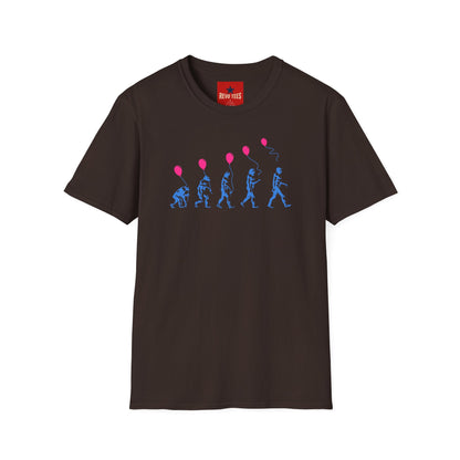 Evolution of Man Holding Balloon T-Shirt — Funny Retro Evolution Graphic Tee