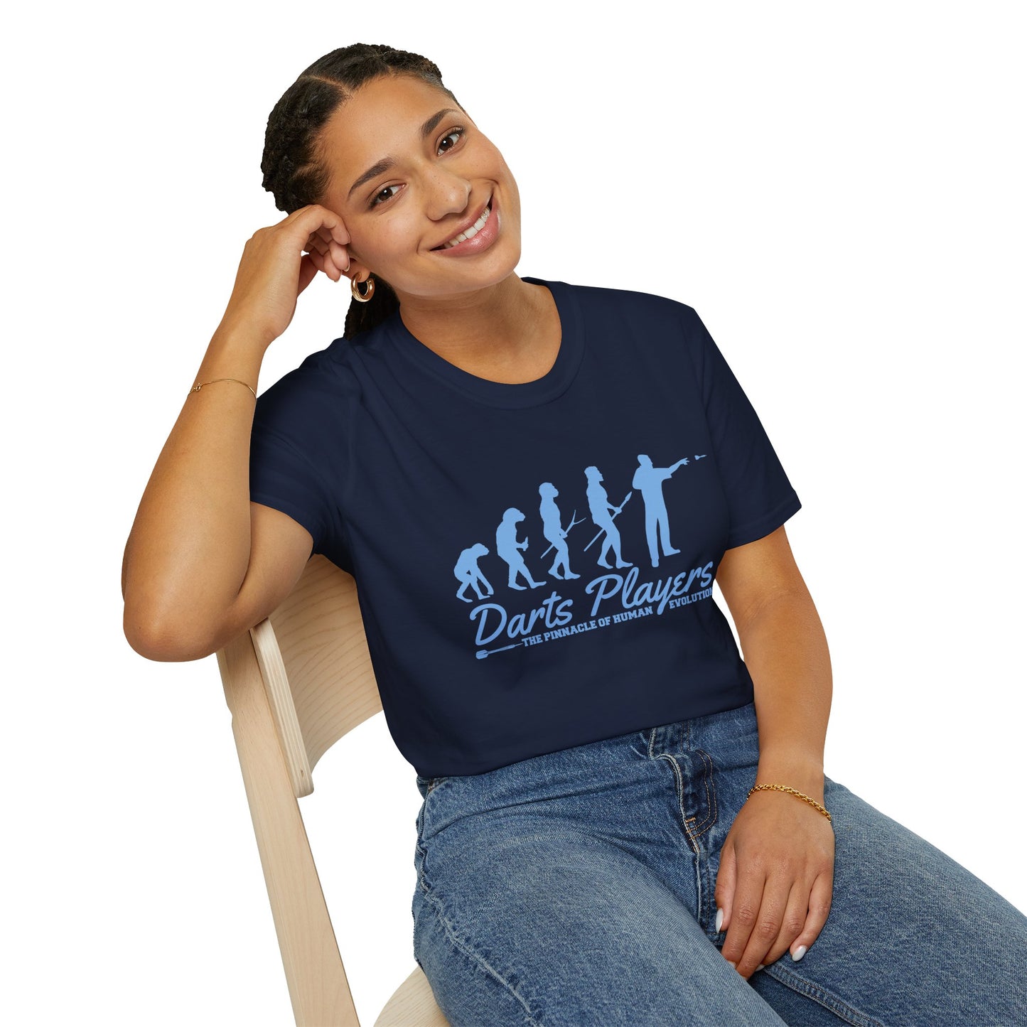Darts Players Evolution T-Shirt — Funny Darting Evolution Graphic Tee for Players & Fans