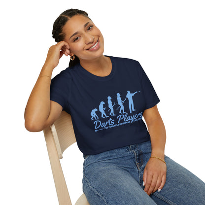 Darts Players Evolution T-Shirt — Funny Darting Evolution Graphic Tee for Players & Fans