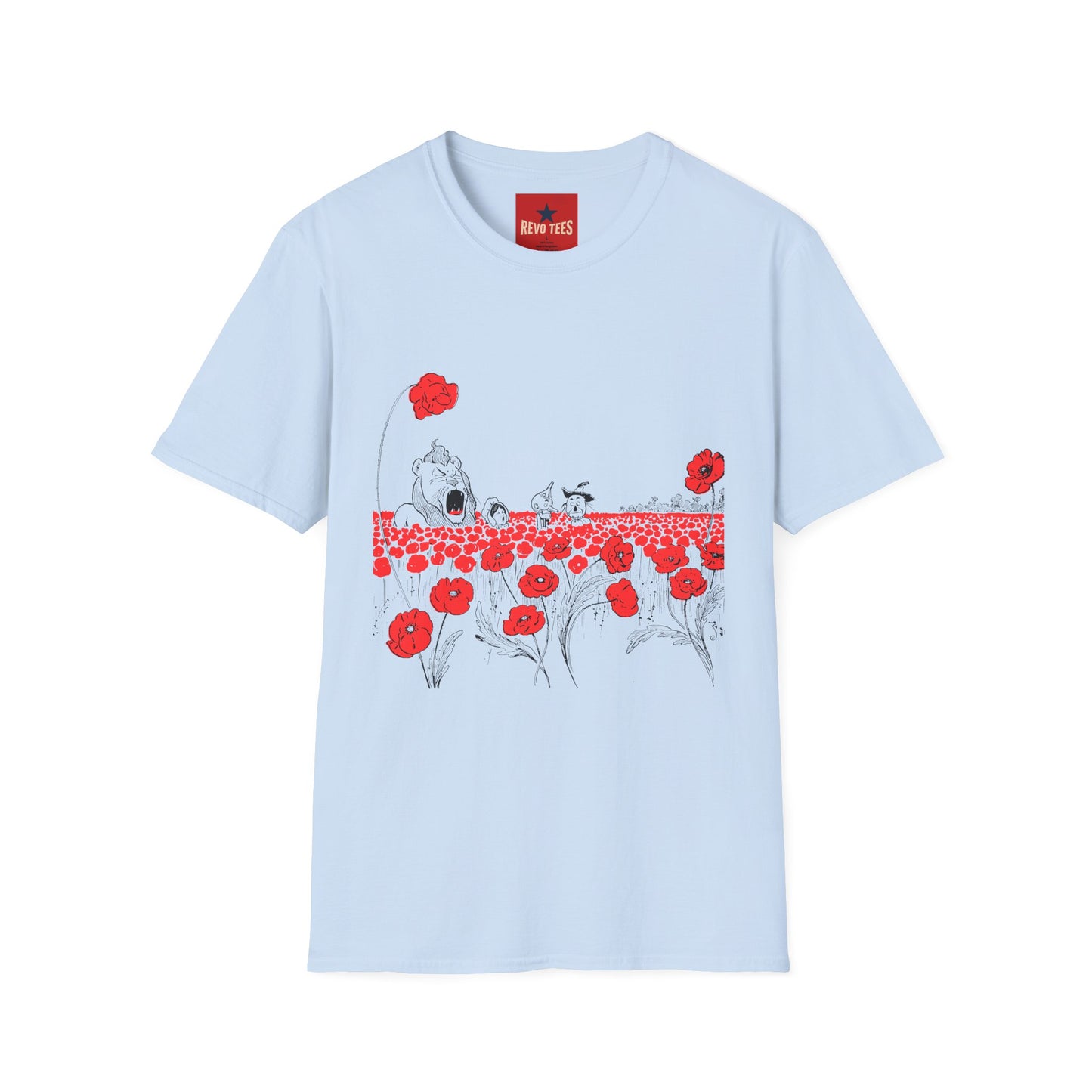 Poppy Field Shirt — Whimsical Floral Illustration Tee with Red Poppies