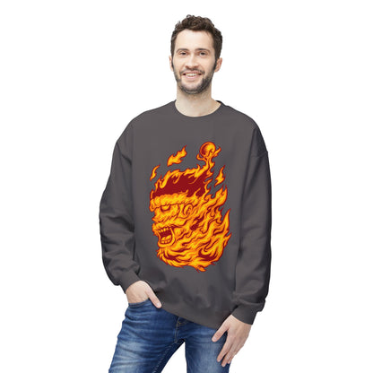 Flaming Santa Skull Redneck - I mean Crewneck Sweatshirt