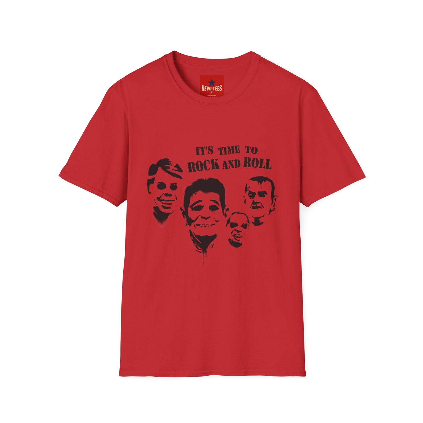 Rock and Roll Faces T-Shirt — "It's Time to Rock and Roll" Retro Band Tee