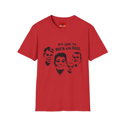 Rock and Roll Faces T-Shirt — "It's Time to Rock and Roll" Retro Band Tee