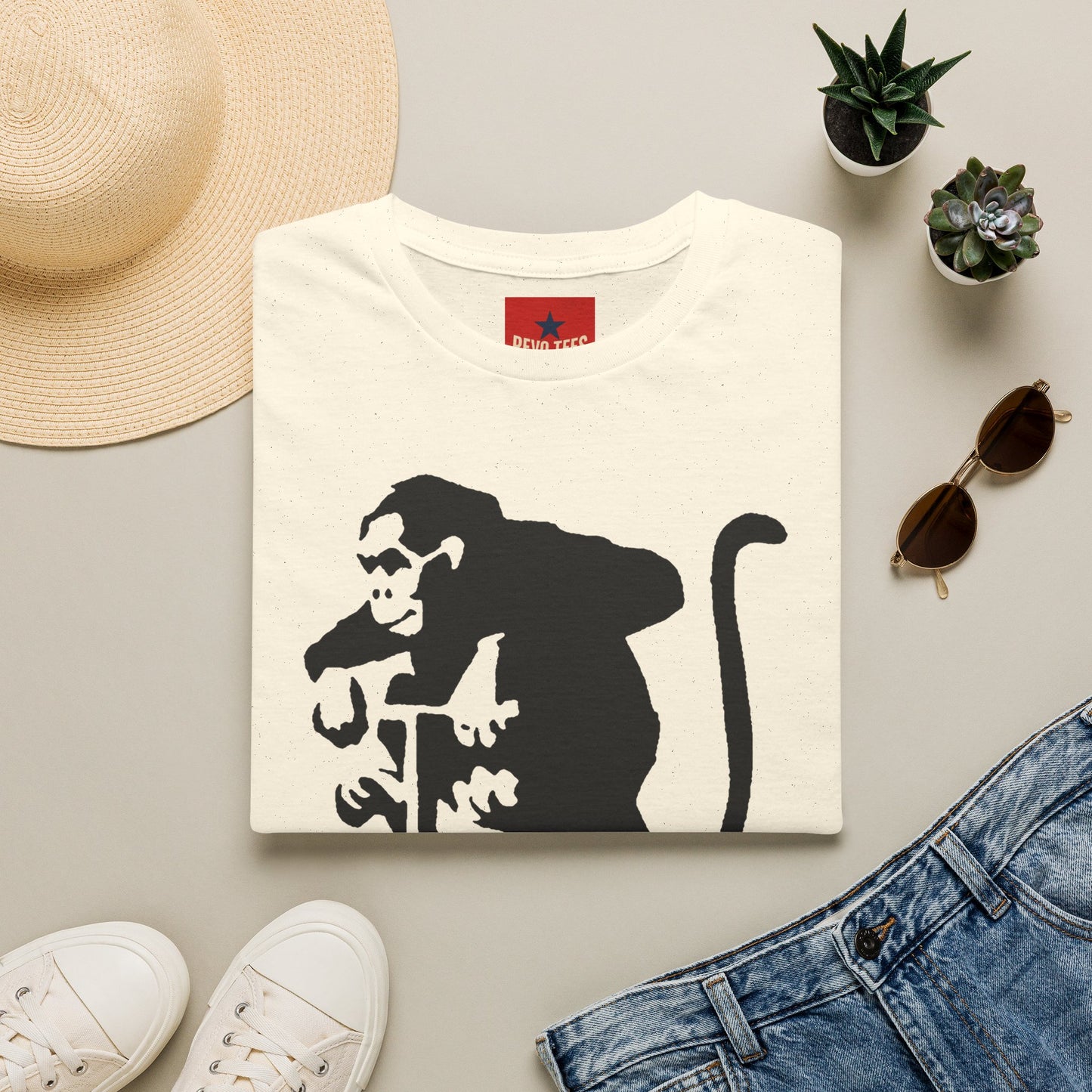 Banksy-Style Monkey On Bomb T-Shirt — Street Art Graphic Tee