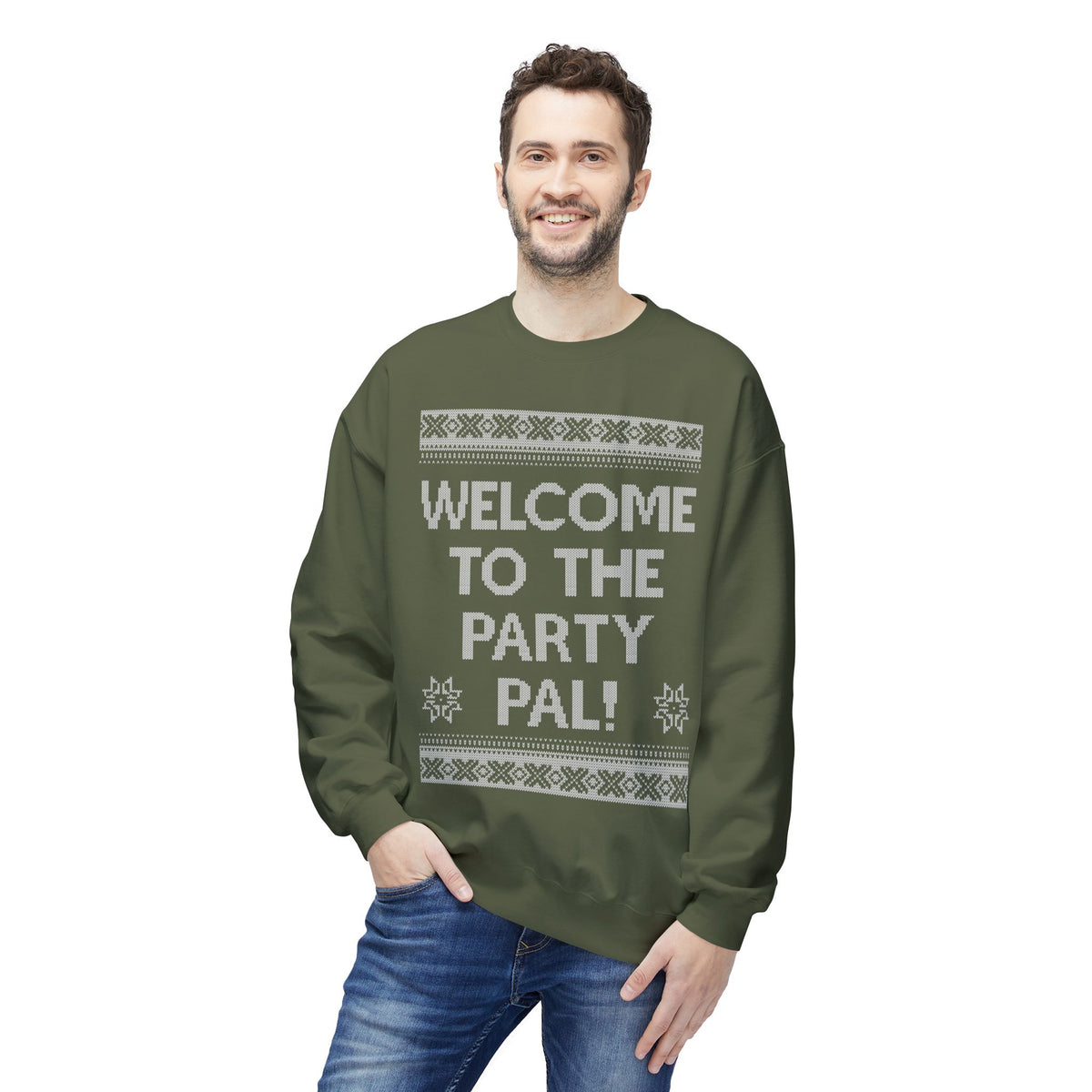 "Welcome to the Party Pal!" Holiday Ugly Sweater Design Crewneck Sweatshirt