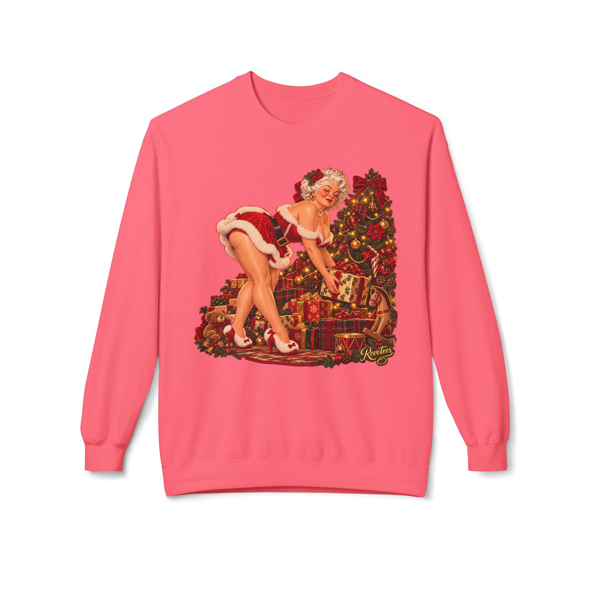 REVOTEES Bend over and give a present - Vintage Pin-Up Christmas Sweatshirt
