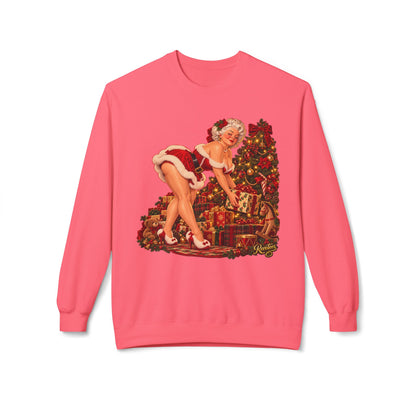 REVOTEES Bend over and give a present - Vintage Pin-Up Christmas Sweatshirt
