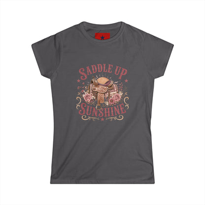 Saddle Up Sunshine Women's Tee — Cowgirl Saddle Graphic Tee