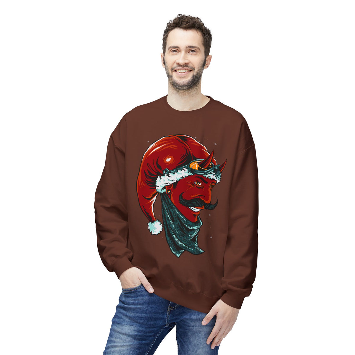 Devil Santa — Vintage Holiday Demon Graphic Crewneck Sweatshirt