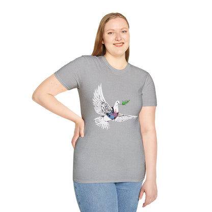 Banksy's Dove of Peace T‑Shirt — Flying Dove with Olive Branch & Earth Heart Graphic
