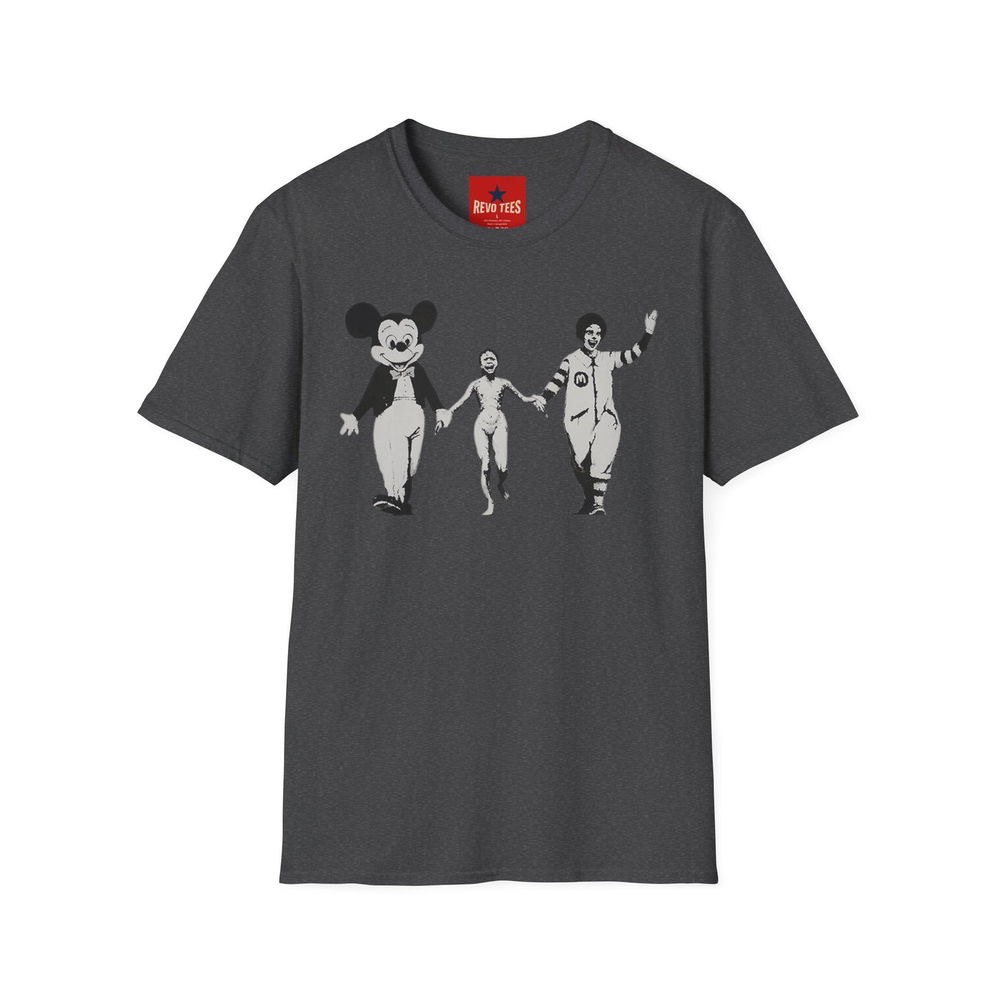 Banksy Graphic T-Shirt — Retro Satirical Parade Design