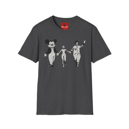 Banksy Graphic T-Shirt — Retro Satirical Parade Design