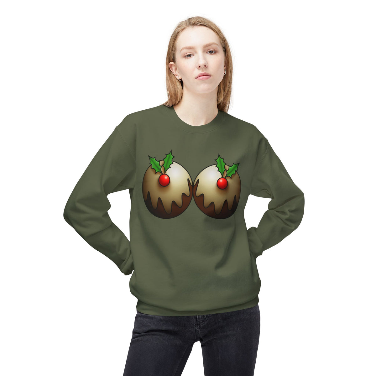 Yule Tidings We'll Twin - Christmas Puddings Crewneck Sweater