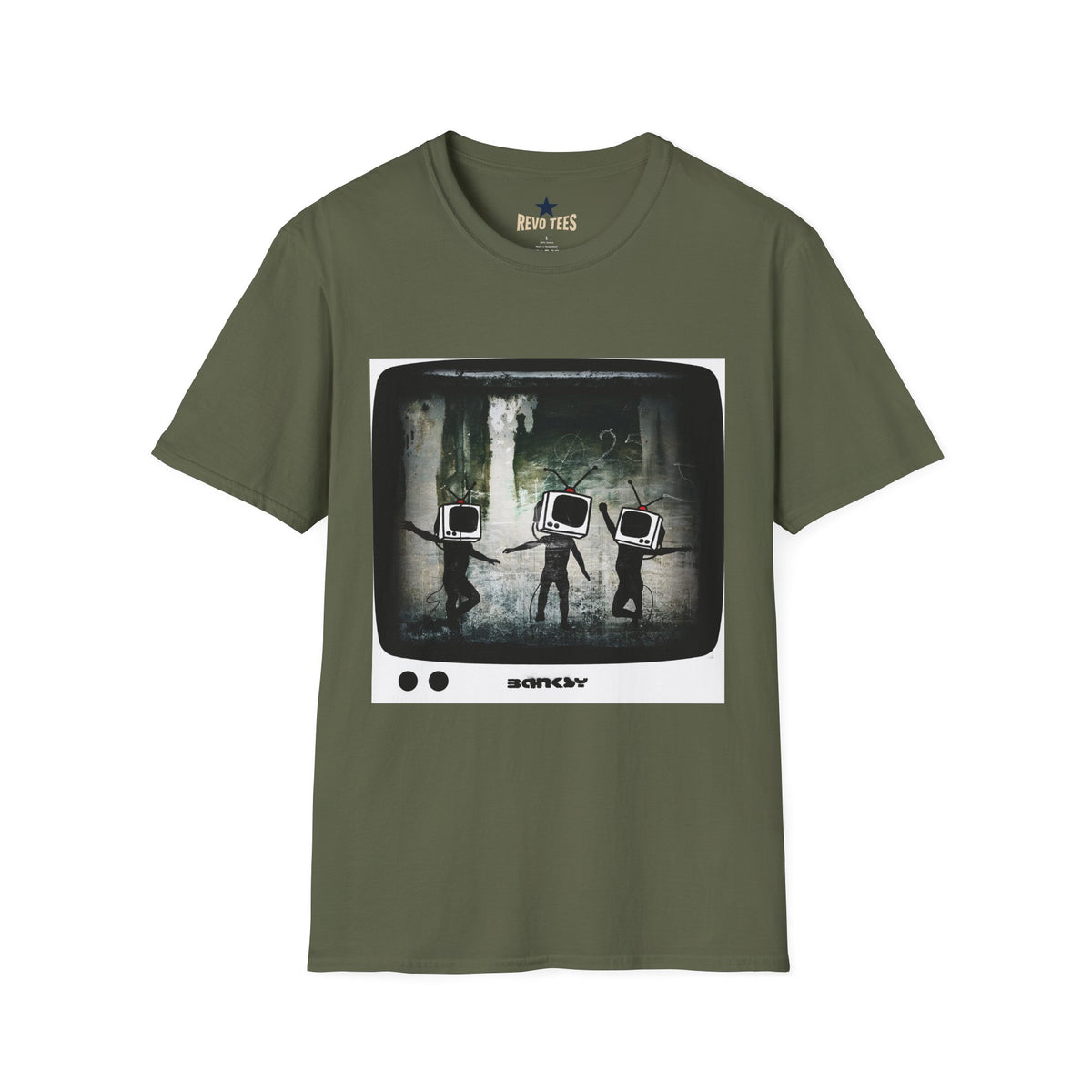 Revotees Banksy TV Head Graphic T-Shirt - alternate view 5