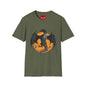 Dragon Moon T-Shirt — Black Dragon Silhouette with Orange Moon