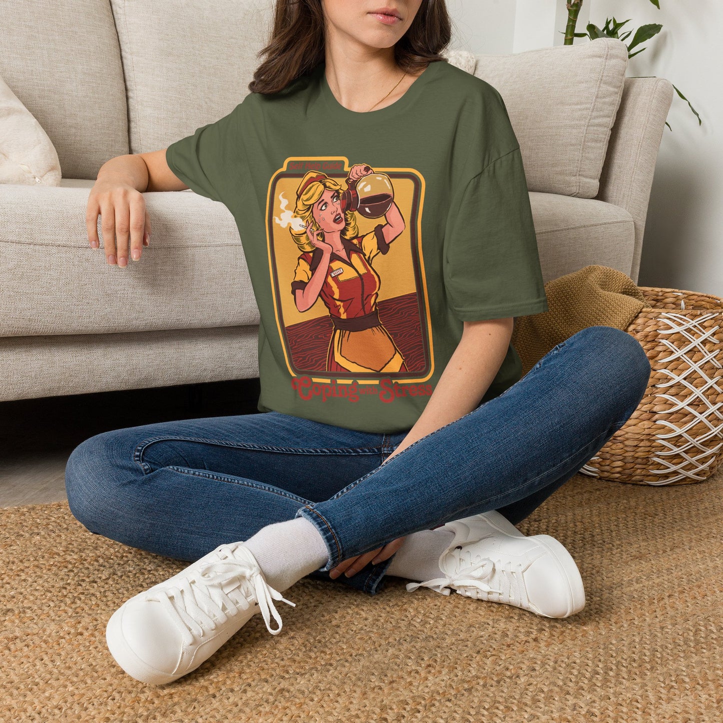 Coping with Stress Retro Coffee Tee — "Self Help Guide" Graphic T-Shirt