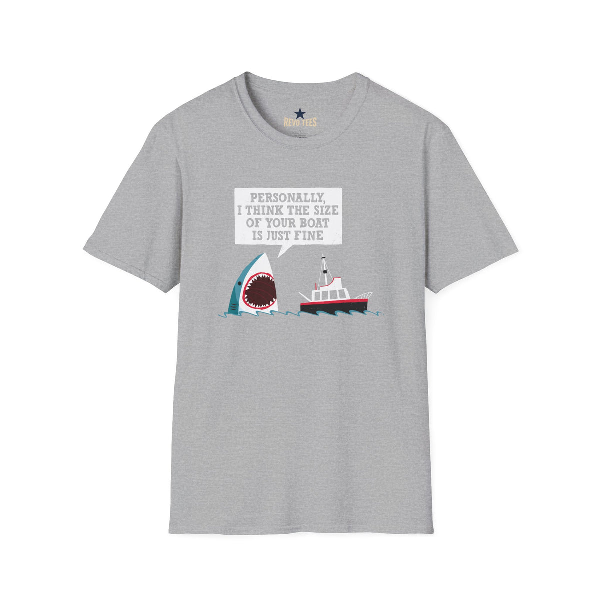 Revotees Shark Joke Personally I Think the Size of Your Boat Is Just Fine Graphic T-Shirt - alternate view 3