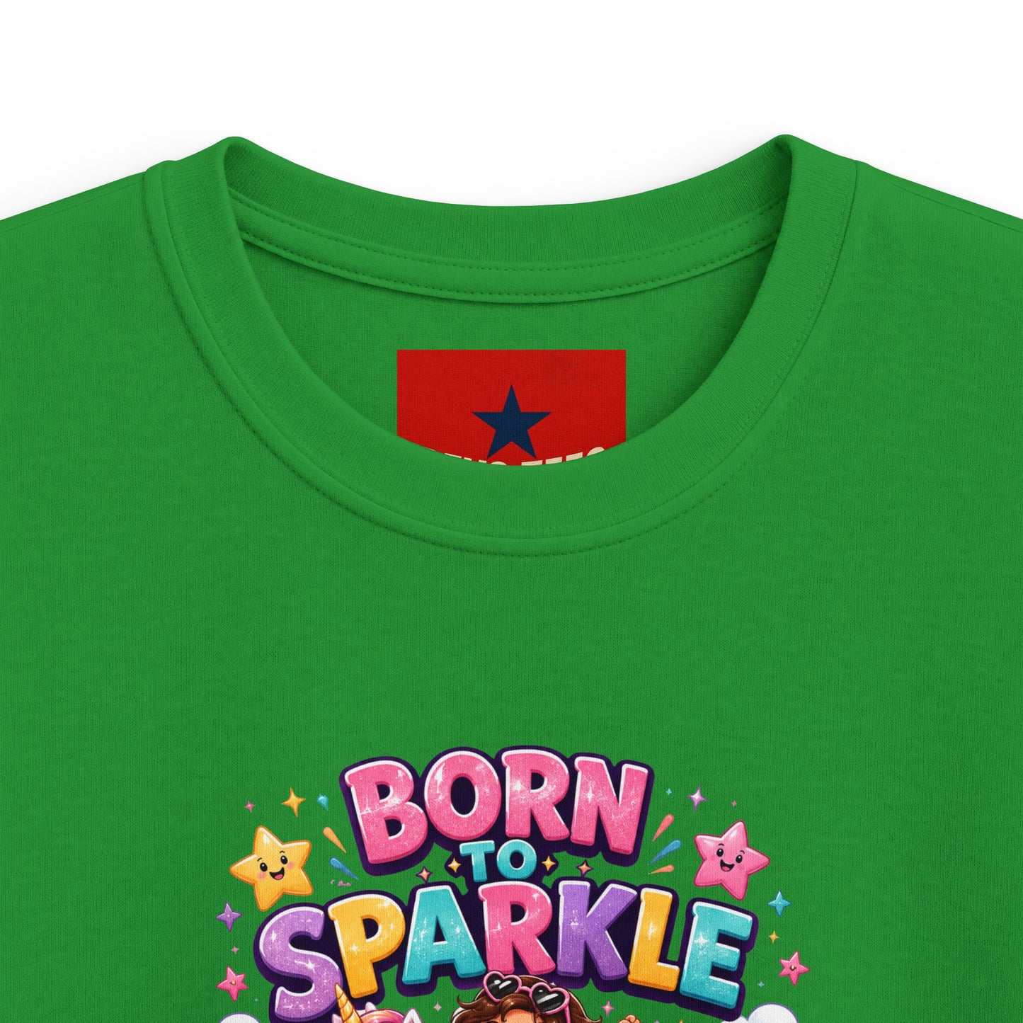 Kids Tee — "Born to Sparkle" Rainbow Unicorn Girl Shirt