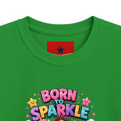 Kids Tee — "Born to Sparkle" Rainbow Unicorn Girl Shirt