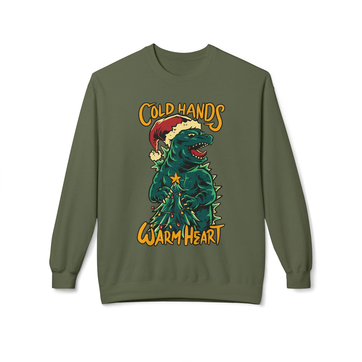 Christmas Godzilla - "Cold Hands Warm Heart" Holiday Crewneck Sweatshirt