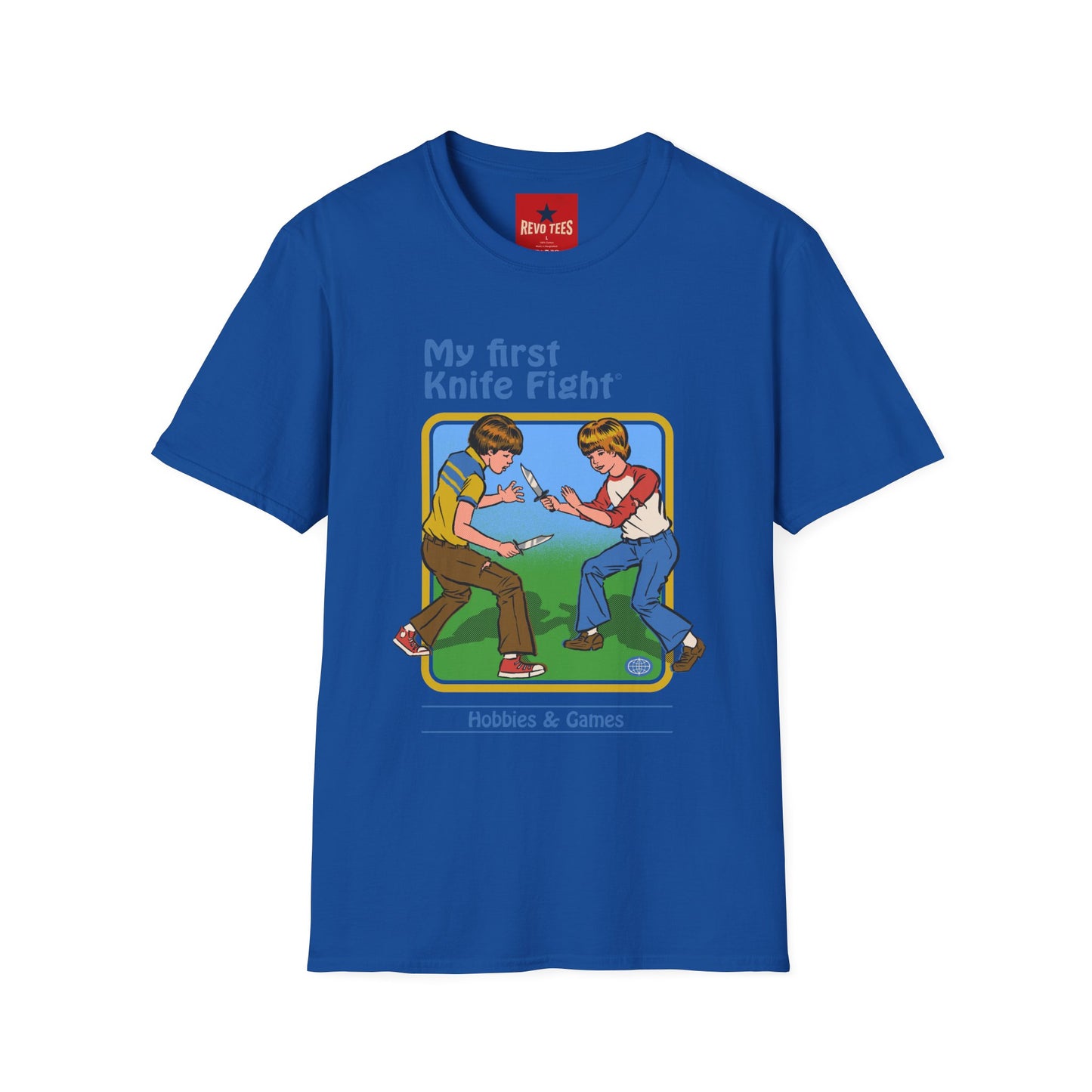 My First Knife Fight T-Shirt — Retro Dark Humor Graphic Tee