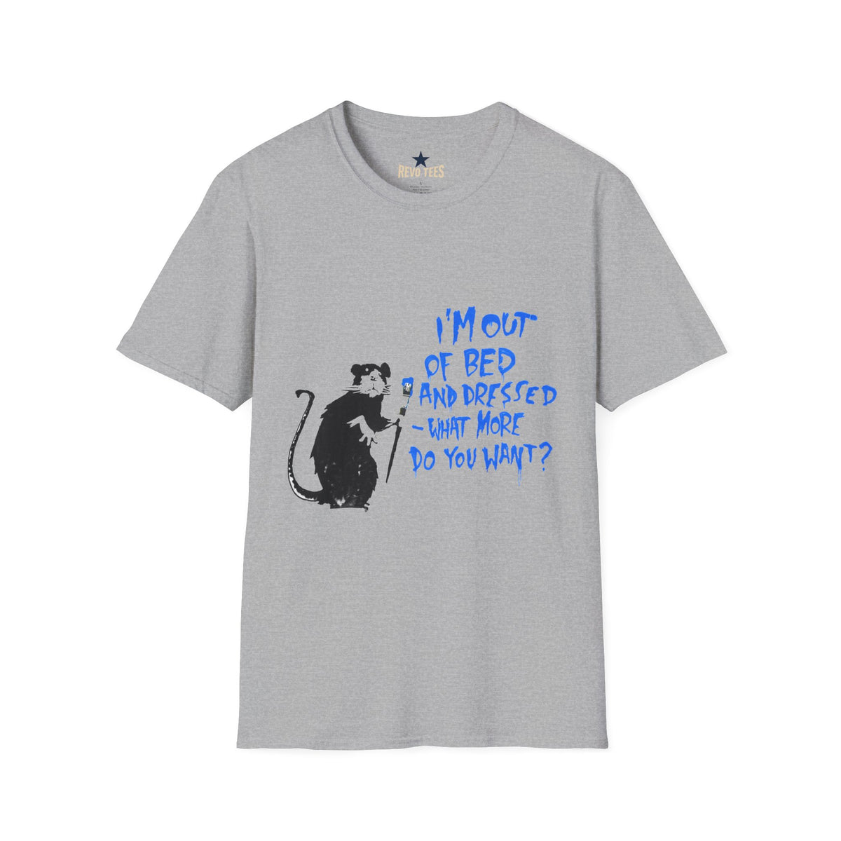 Revotees Banksy I M Out of Bed and Dressed What More Do You Want Rat Graphic T-Shirt - alternate view 2