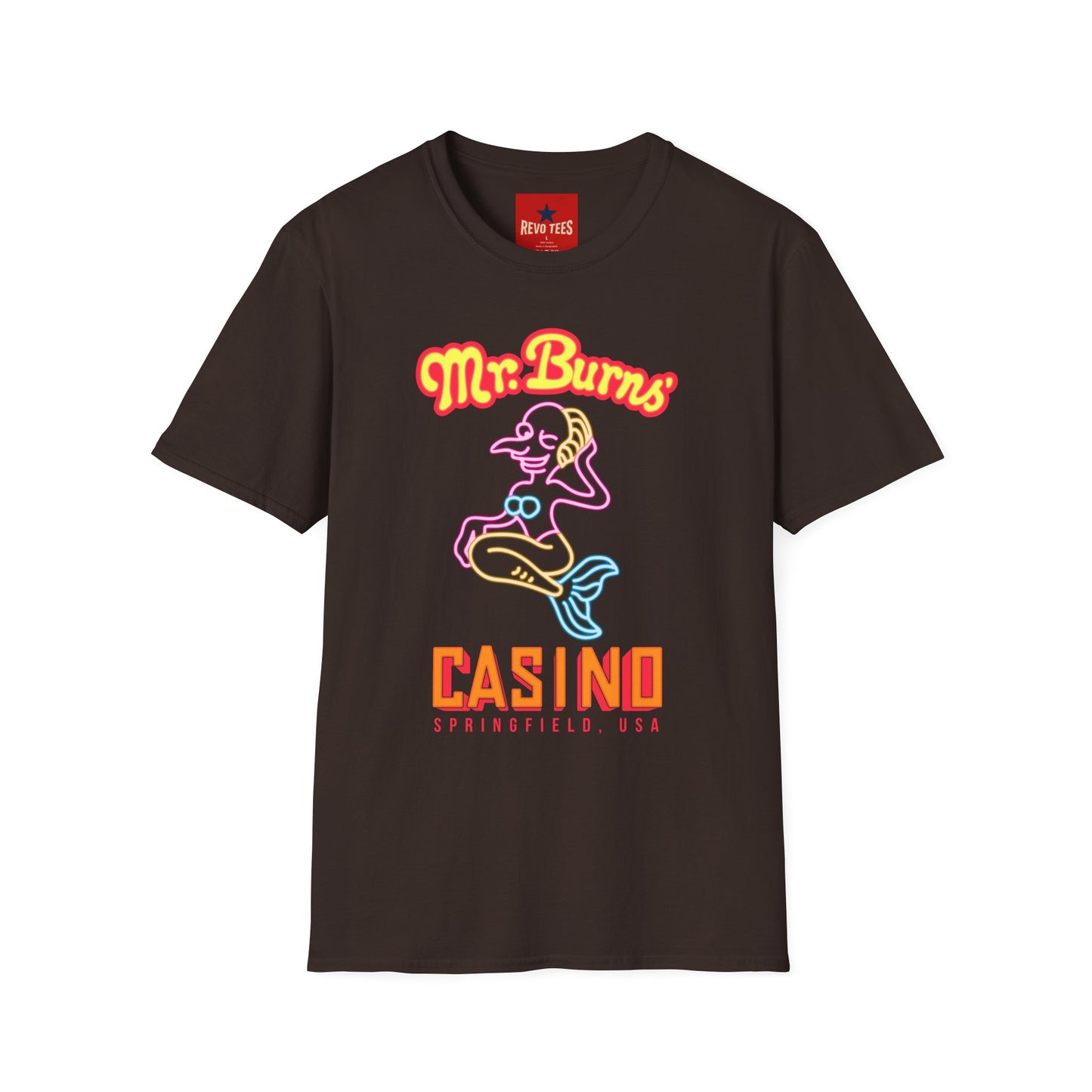 Mr. Burns Casino T-Shirt — Retro Neon Mermaid Resort Tee