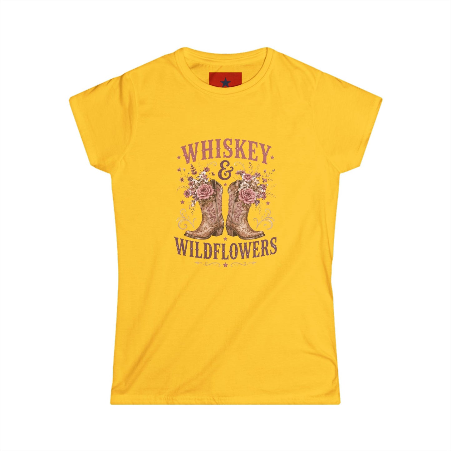 Whiskey & Wildflowers Women's Tee — Floral Cowboy Boots Graphic Shirt