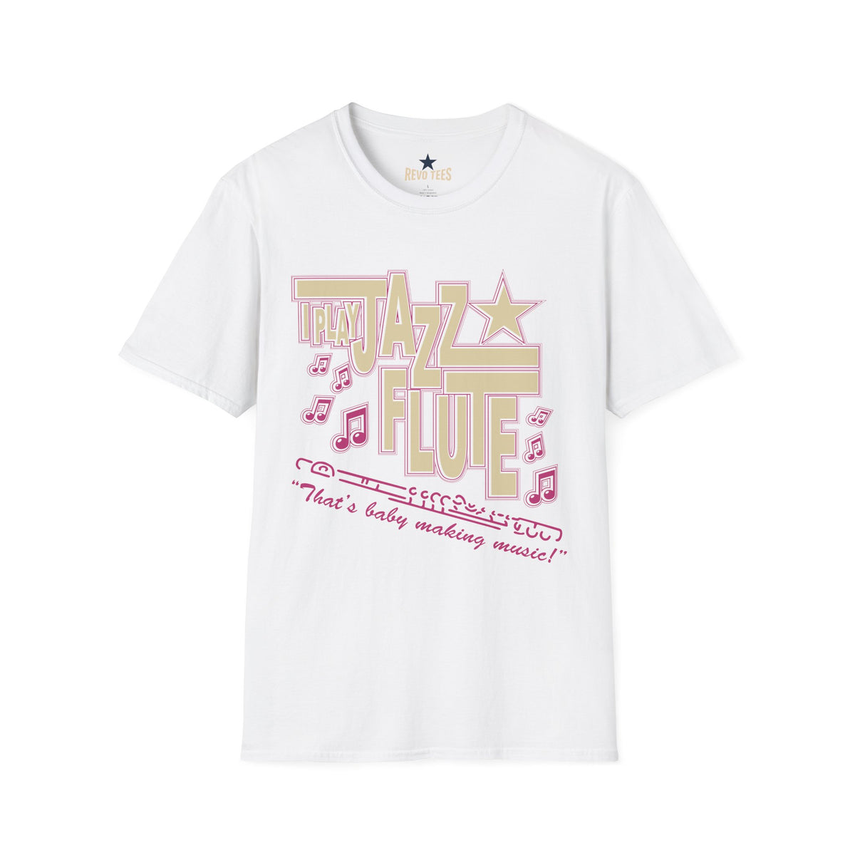 Revotees Jazz Flute Graphic Retro Musical Notes Shirt for Players Fans T-Shirt - alternate view 2