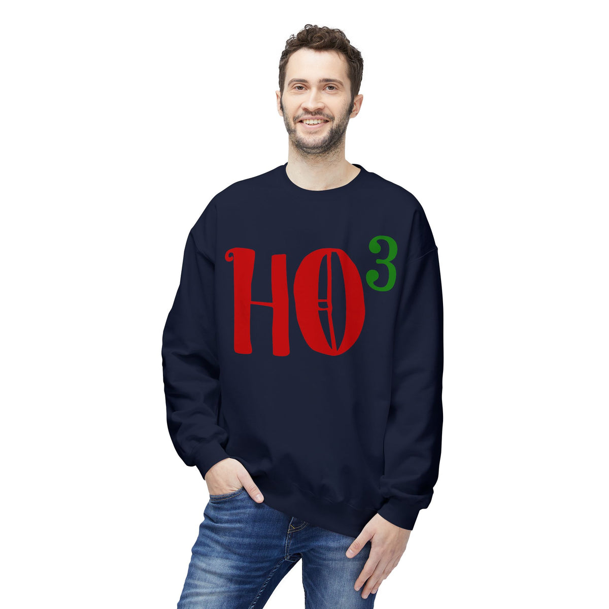 Christmas HO — Festive Red & Green Holiday Crewneck Sweatshirt