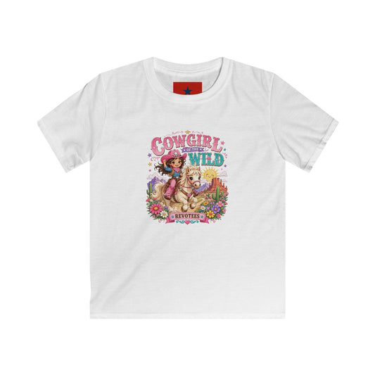 REVOTEES Kids Tee — "Cowgirl at Heart" Colorful Western Graphic (Cowgirl & Wild Print)